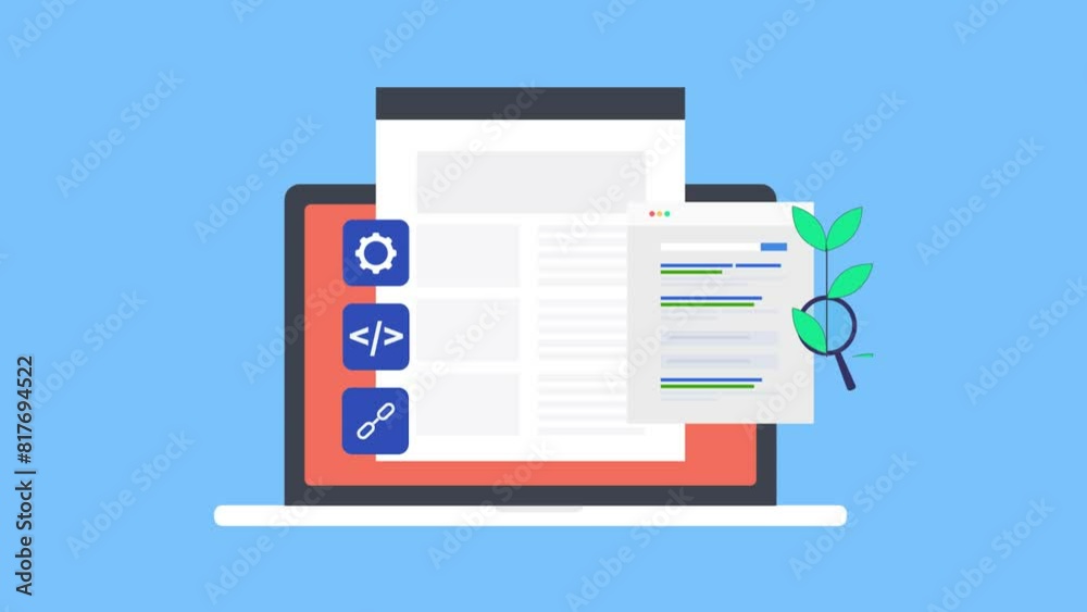 Website optimization content development search engine organic ranking SEO concept, video animation. Website optimization content development search engine organic ranking SEO concept, video animation.