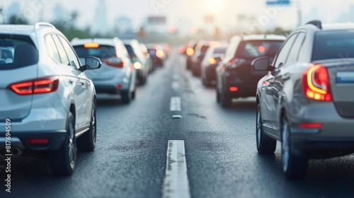 Illustrate a birds-eye scene of a collision between two vehicles attempting to merge into the same lane, with confusion leading