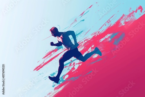 Artistic representation of a runner in motion  featuring a vibrant  minimalist style perfect for fitness themes