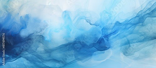 A stunning blue abstract background created by mixing water and oil with a copy space image