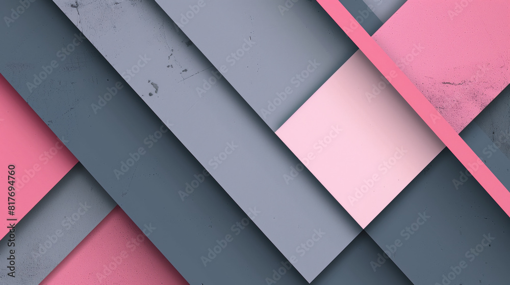Modern Abstract Art with Geometric Shapes in Pink and Gray Tones.