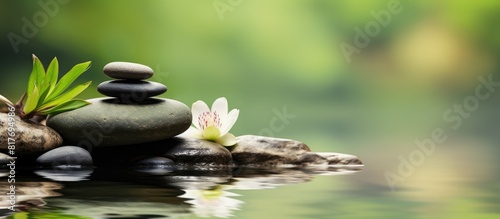 Panel kuchenny z motywem A composition capturing the Zen Relaxation Harmony and Balance concept in a visually appealing image with copy space