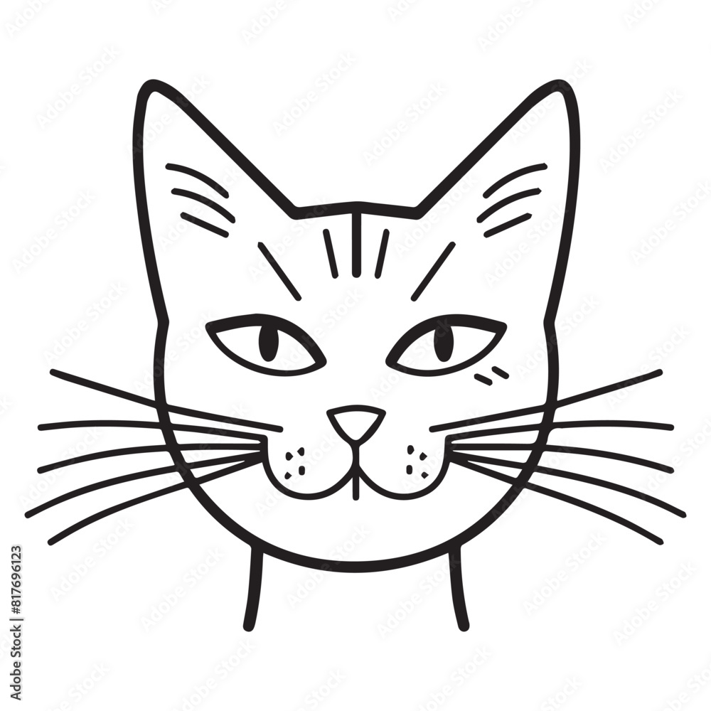 Cat head logo art design, black vector illustration on white background