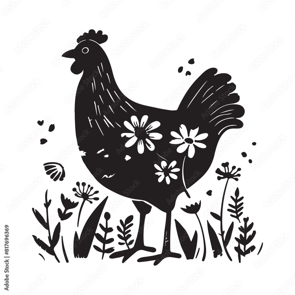 Chicken logo art design, vector illustration on white background Chicken logo art design, vector illustration on white background