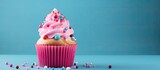 Color background image featuring a delectable cupcake. Creative banner. Copyspace image