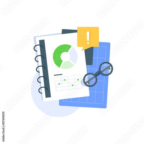 systematic and independent examination audit system,flat design icon vector illustration