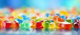 Colorful background with a copy space image featuring delicious and fresh jelly candies