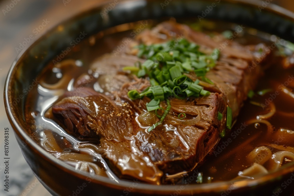 Fototapeta premium Brisket and noodles in broth