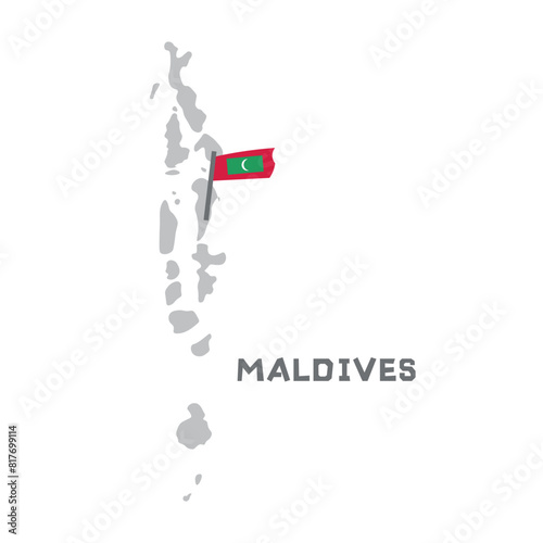 Maldives vector map illustration, country map silhouette with the flag inside. near the Indian Ocean. All countries can be found in my portfolio