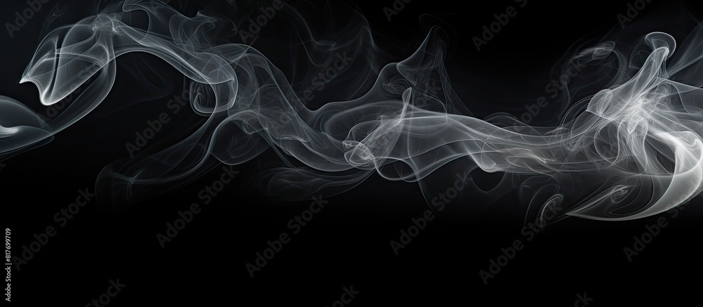 An abstract image of white smoke against a black backdrop providing ample copy space An abstract image of white smoke against a black backdrop providing ample copy space