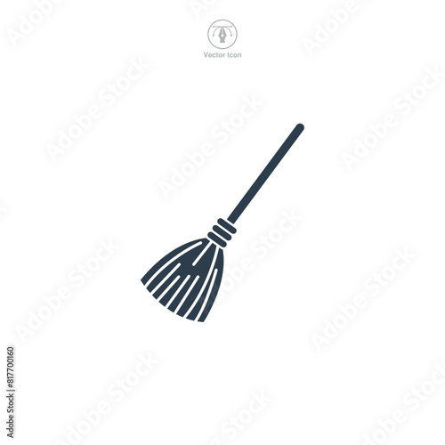 broomstick Icon Halloween theme symbol vector illustration isolated on white background