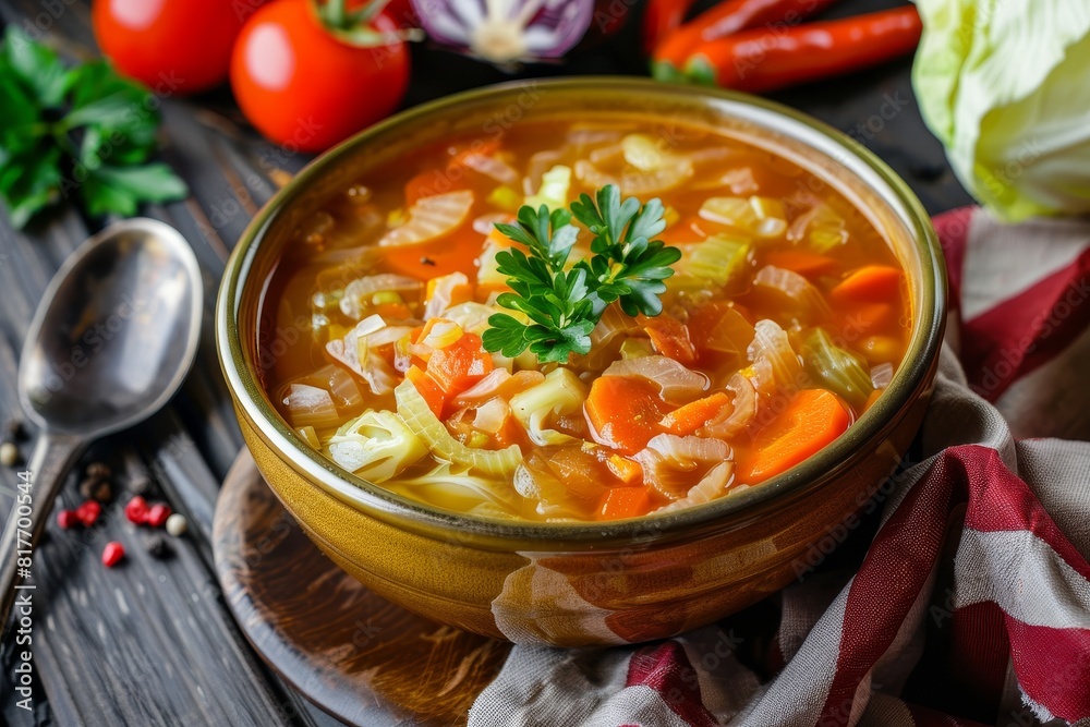 Cabbage vegetable soup for detox and health