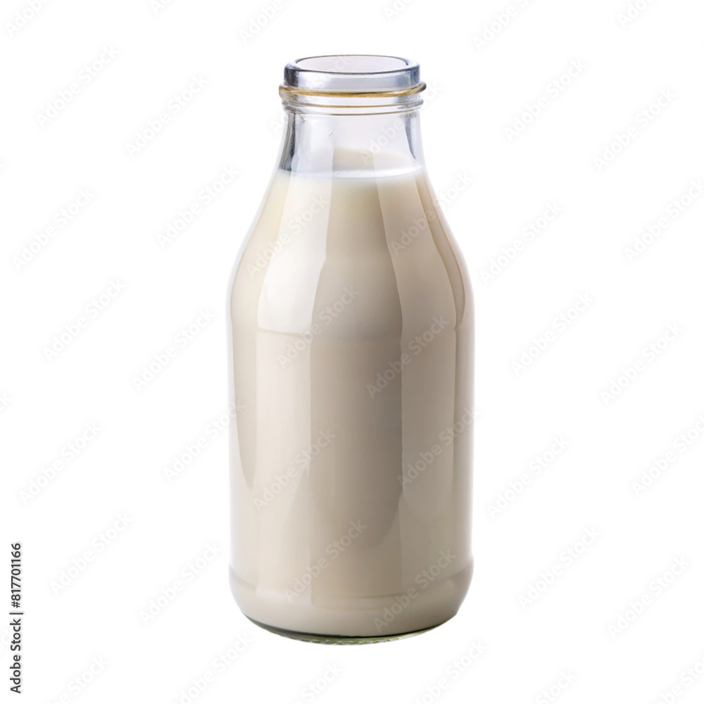 A bottle of milk with a white cap isolated on transparent background A bottle of milk with a white cap isolated on transparent background
