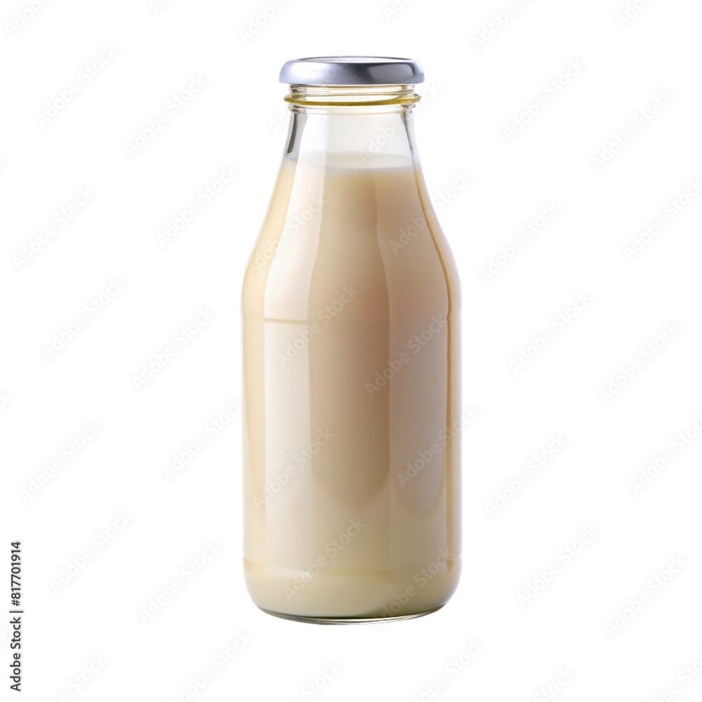 A bottle of milk with a white cap isolated on transparent background A bottle of milk with a white cap isolated on transparent background