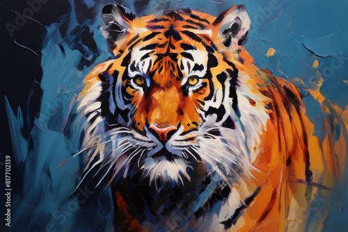 Tiger painting. Majestic wild animal.
