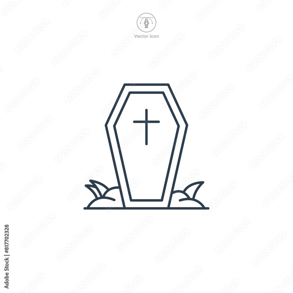Coffin Icon Halloween theme symbol vector illustration isolated on white background Coffin Icon Halloween theme symbol vector illustration isolated on white background
