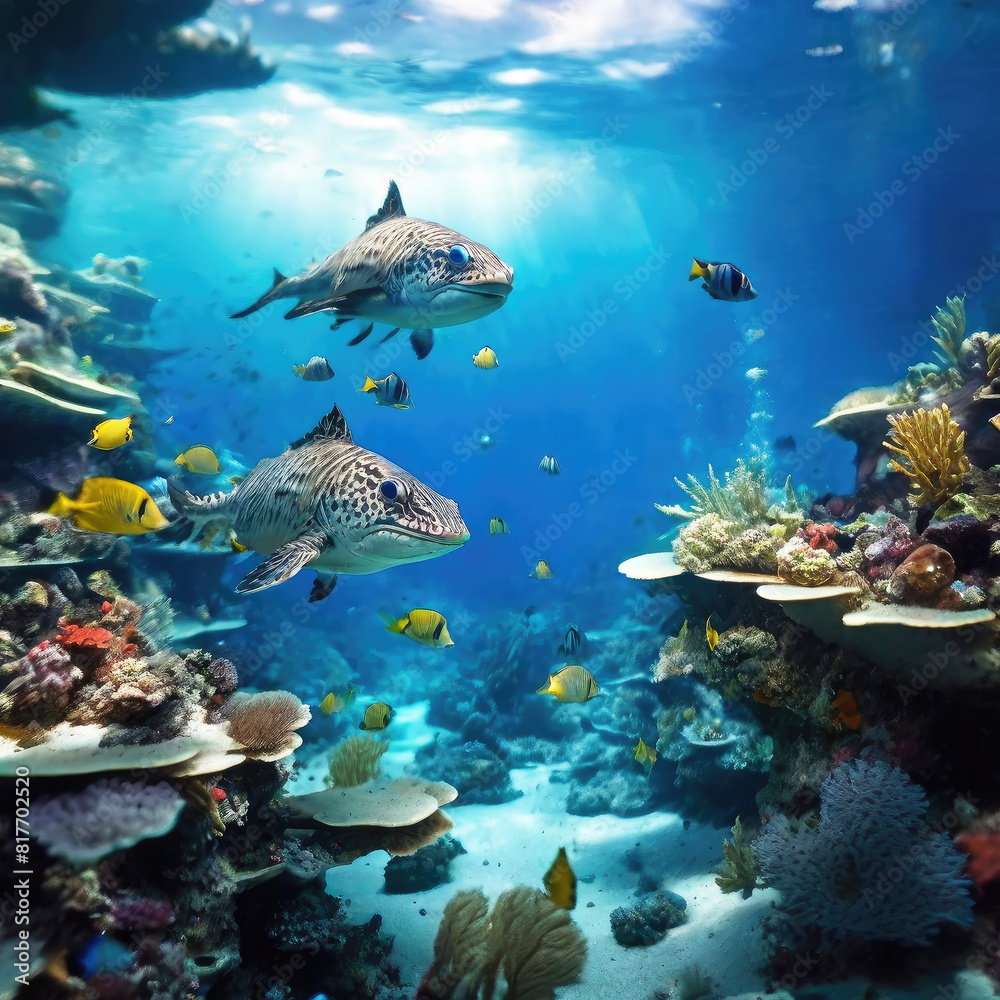 Fototapeta premium Sea or ocean underwater world.