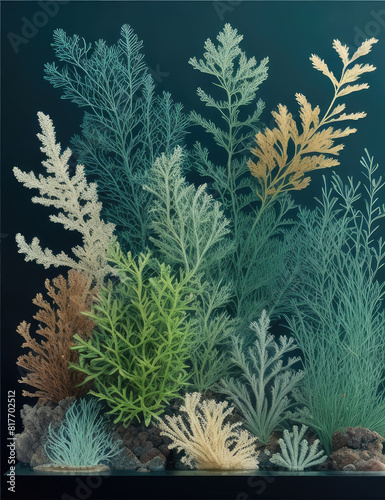 Sea or ocean underwater world with plants.