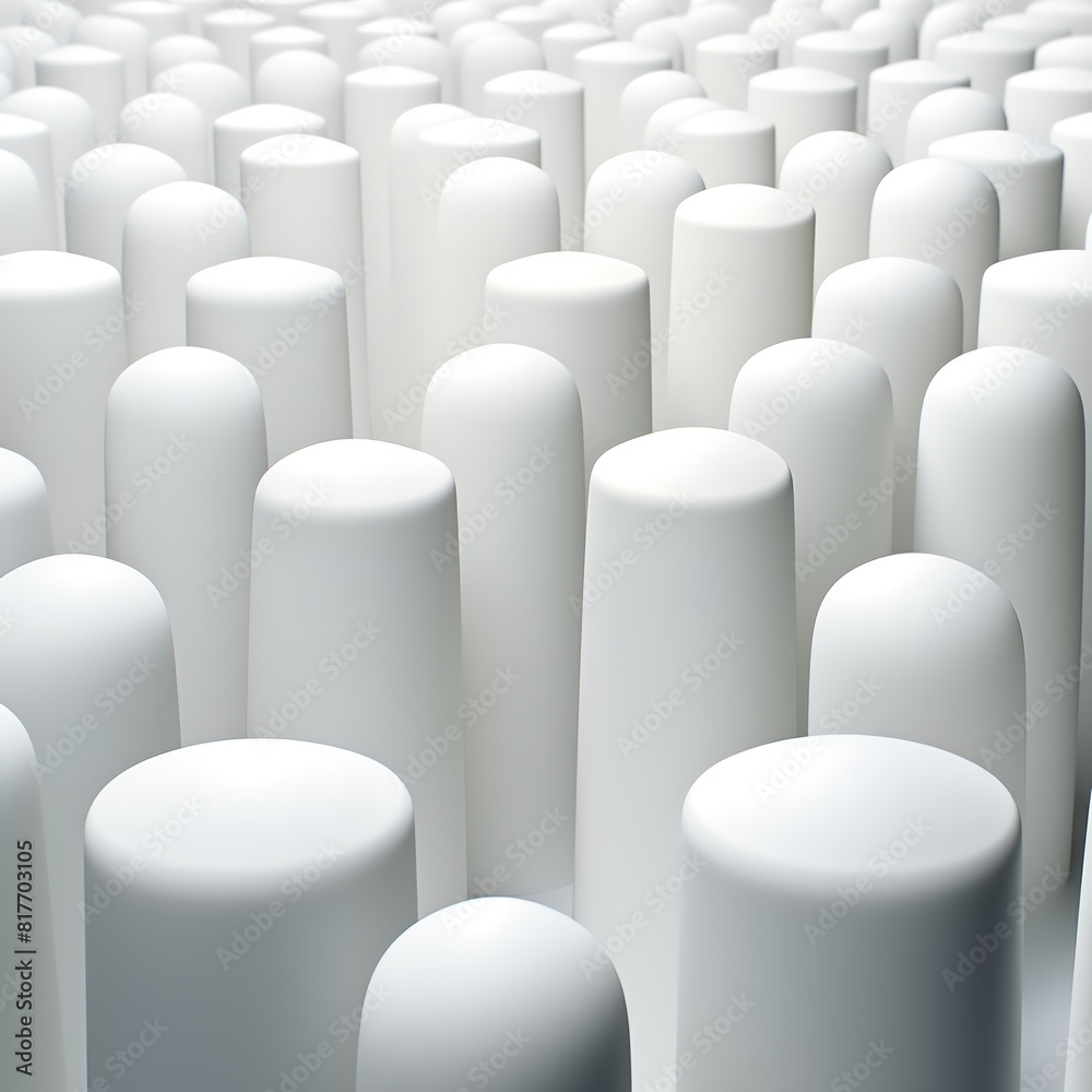 Fototapeta premium A digital art scene depicting a group of white cylindrical forms arranged in a clean, minimalistic composition.