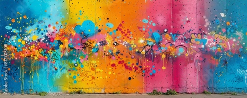 Urban graffiti wall with vibrant colors