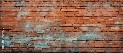 The grunge red brick wall provides a textured background with ample copy space for adding images or text