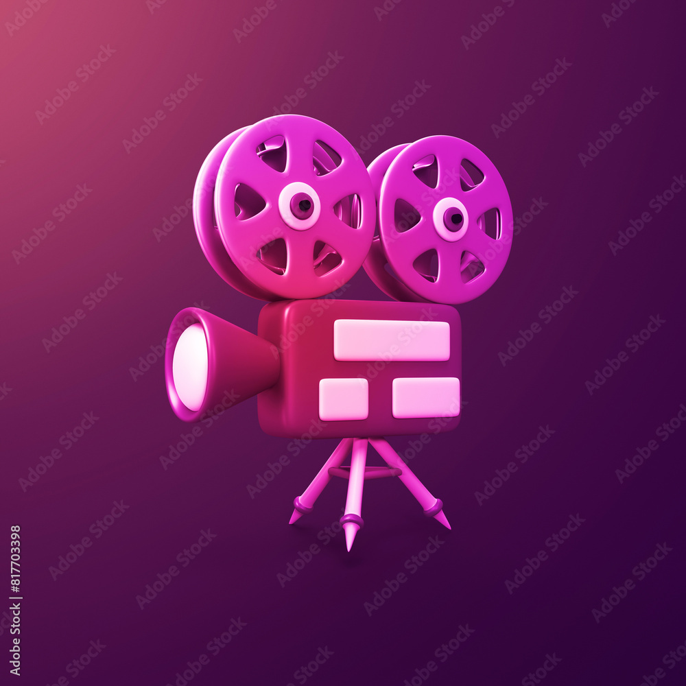 Old school movie camera - stylized 3d CGI icon object, Not gen Ai Stock ...