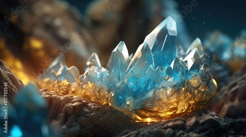 chunks of sparkling blue diamonds photo