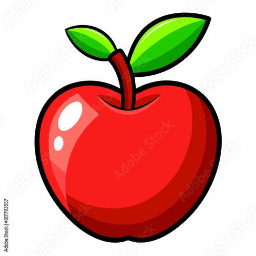 red apple with leaf