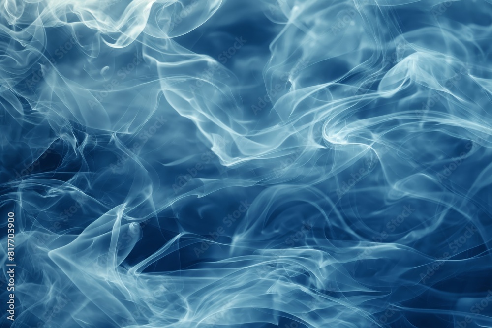 Artistic depiction of delicate blue smoke wisps creating a tranquil abstract background Artistic depiction of delicate blue smoke wisps creating a tranquil abstract background