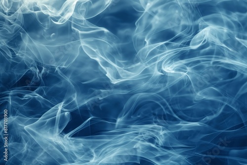 Artistic depiction of delicate blue smoke wisps creating a tranquil abstract background