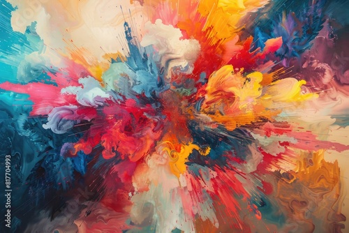Bold strokes of contrasting colors colliding in a harmonious explosion of creativity.