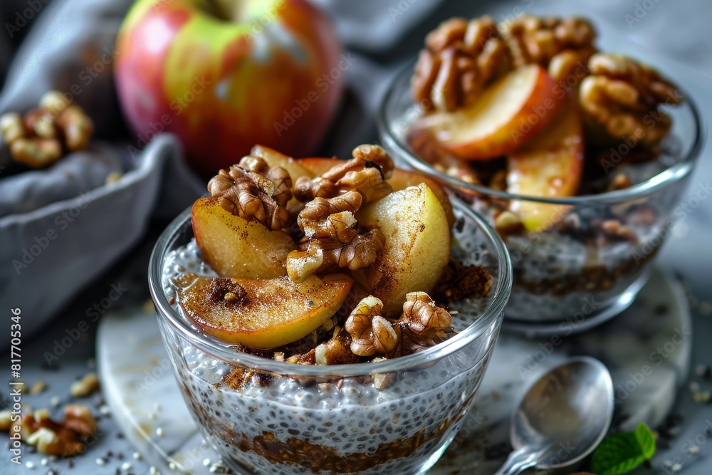 Chia pudding with caramel apples and nuts Chia pudding with caramel apples and nuts