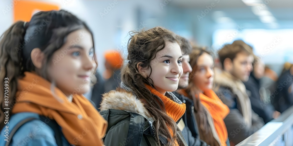 Fototapeta premium People in queue at a job center or unemployment office. Concept Waiting for job, Unemployment benefits, Job search support, Queue at job center, Employment assistance
