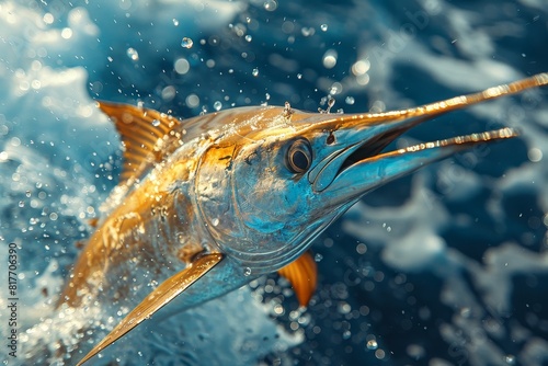 Marlin caught during a deep-sea fishing expedition, symbolizing adventure. 