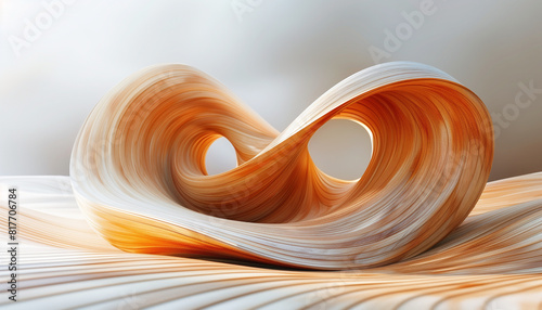 Slowly transforming interlocking wooden grain vortices in a minimalistic abstract background