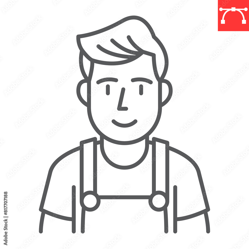 Plumber line icon, plumbing service and builder, handyman vector icon, vector graphics, editable stroke outline sign, eps 10. Plumber line icon, plumbing service and builder, handyman vector icon, vector graphics, editable stroke outline sign, eps 10.