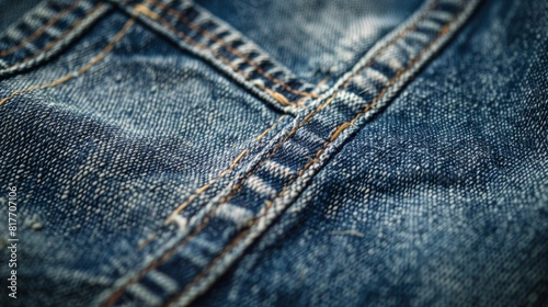 Close-up of Rugged Denim with Detailed Threading photo