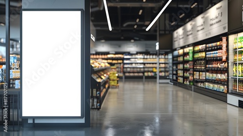 Blank advertising mockup for advertisement at the supermarket