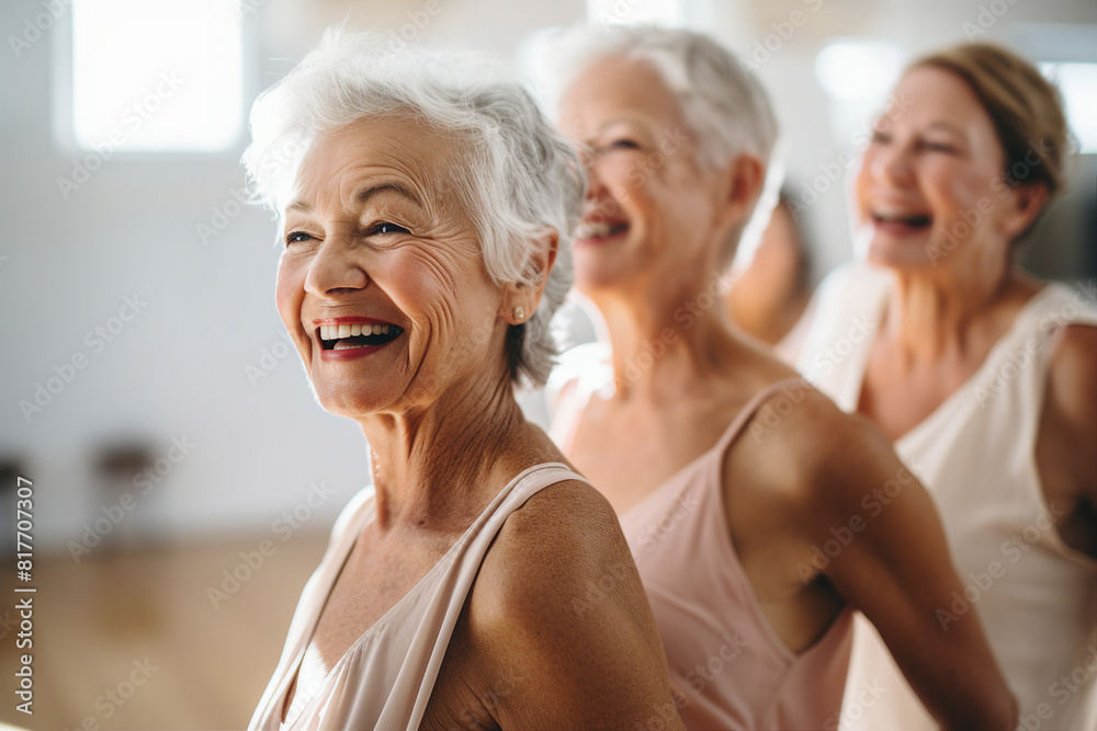 Portrait of happy middle aged female training in gym generative AI Portrait of happy middle aged female training in gym generative AI