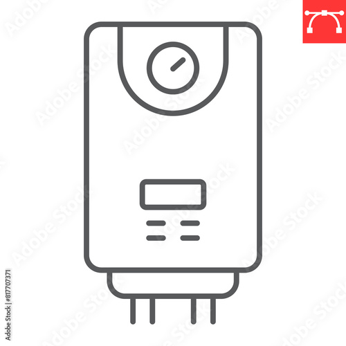 Water heater line icon, plumbing service and house device, boiler vector icon, vector graphics, editable stroke outline sign, eps 10.
