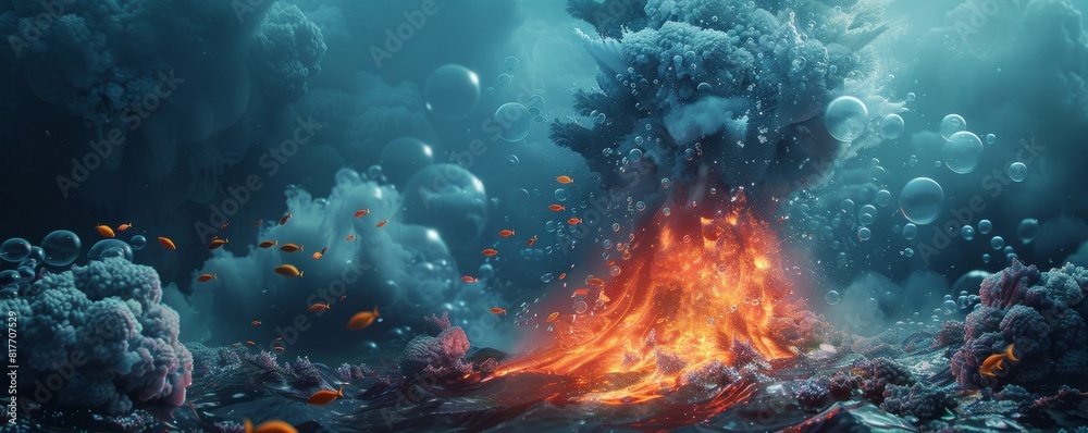 Underwater Volcanic Fury: Bubbles and Explosions in the Depths Underwater Volcanic Fury: Bubbles and Explosions in the Depths