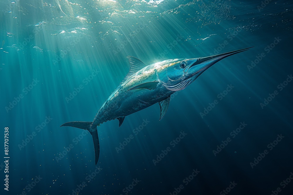 Obraz premium Marlin caught during a deep-sea fishing expedition, symbolizing adventure. 