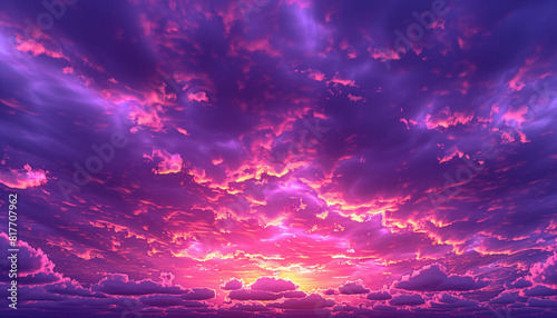 Slowly evolving royal purple twilight skies forming a seamless abstract background