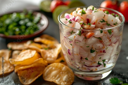 Citrus marinated seafood with crisps