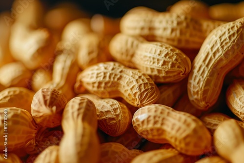 Close up of steamed golden peanuts also known as Arachis hypogaea photo
