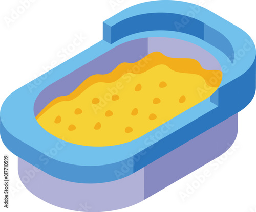 Isometric baby bathtub icon with colorful design for infant care and hygiene in bath time vector illustration. Perfect for parenting and nursery products safety accessories