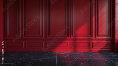 Luxurious paneling and marble floor in red