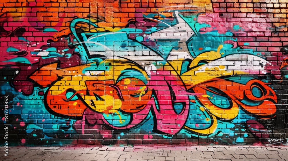 Obraz premium Captivating Urban Graffiti on Brick Canvas