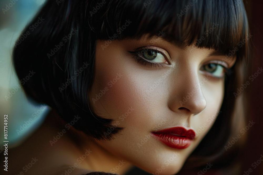 Portrait of beautiful young femme fatale woman in cinematic film noir style generative AI Portrait of beautiful young femme fatale woman in cinematic film noir style generative AI