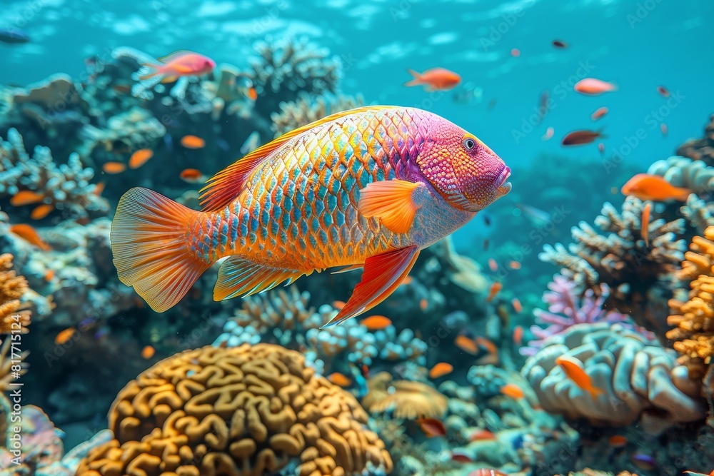 Parrotfish grazing on coral reefs, symbolizing reef health and biodiversity. Parrotfish grazing on coral reefs, symbolizing reef health and biodiversity.